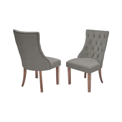7 piece set Walnut Wood Dining Set with Gray linen fabric chairs and bench