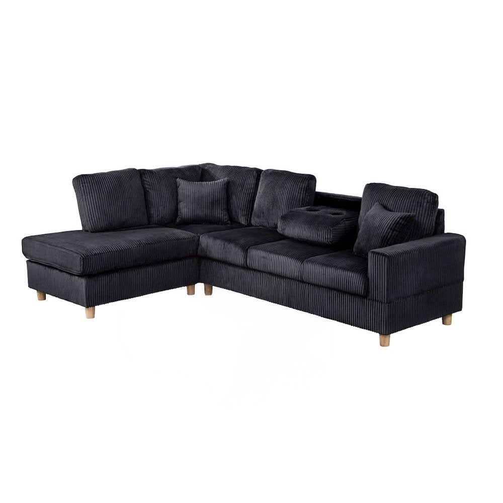 2Pc Corduroy Sectional In Black
