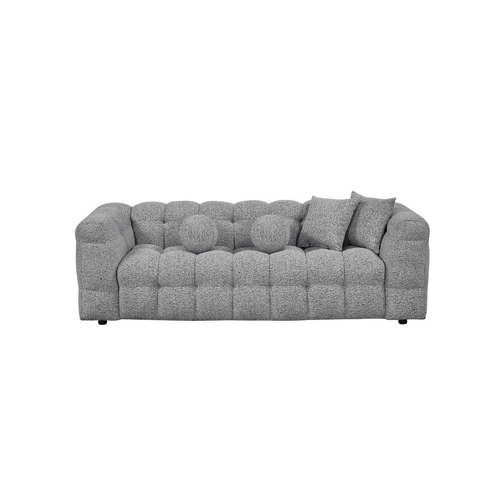 Boucle Fabric Rich Gray 2pc Sofa and Loveseat Set