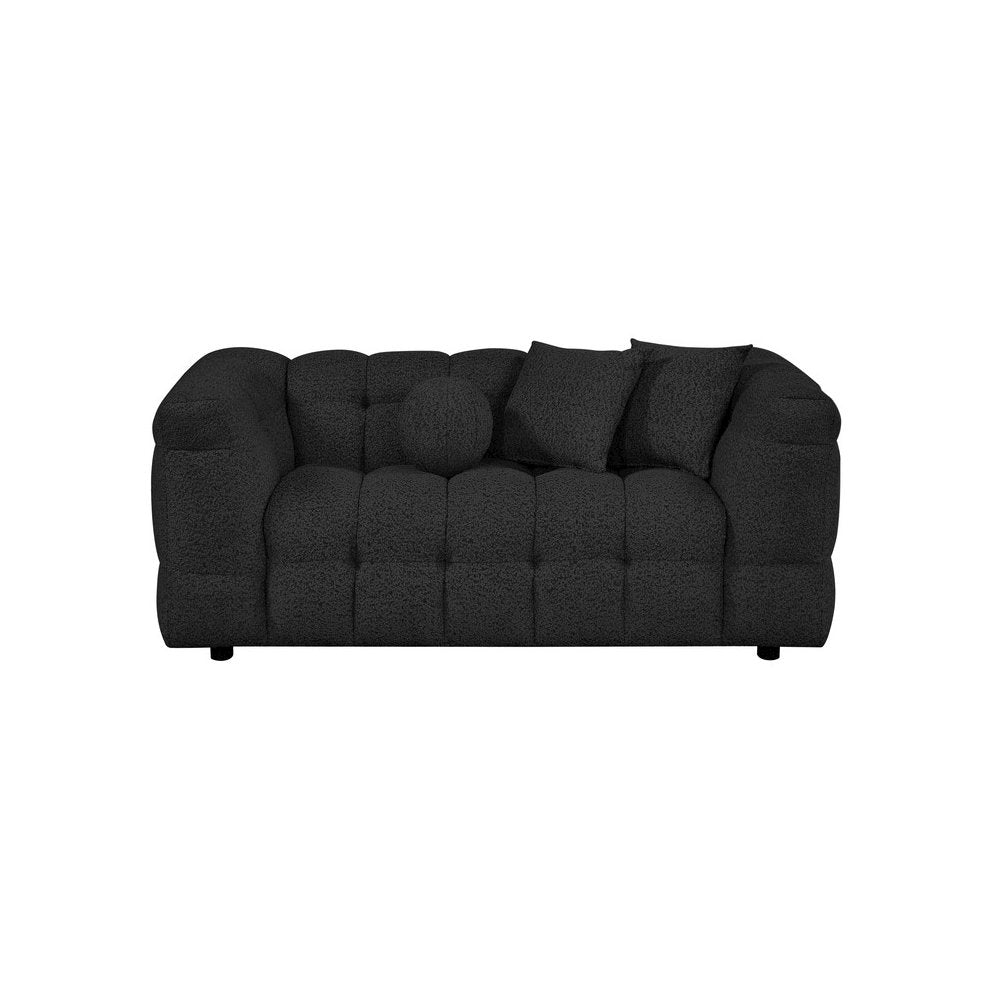 Boucle Fabric Black 2pc Sofa and Loveseat Set