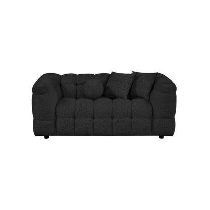 Boucle Fabric Black 2pc Sofa and Loveseat Set