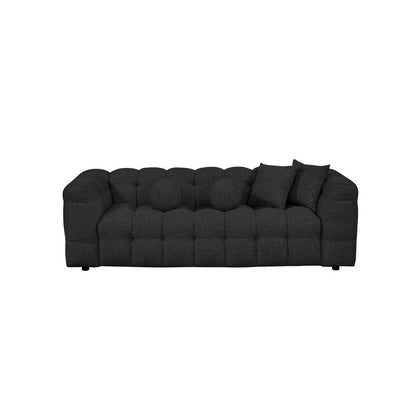 Boucle Fabric Black 2pc Sofa and Loveseat Set