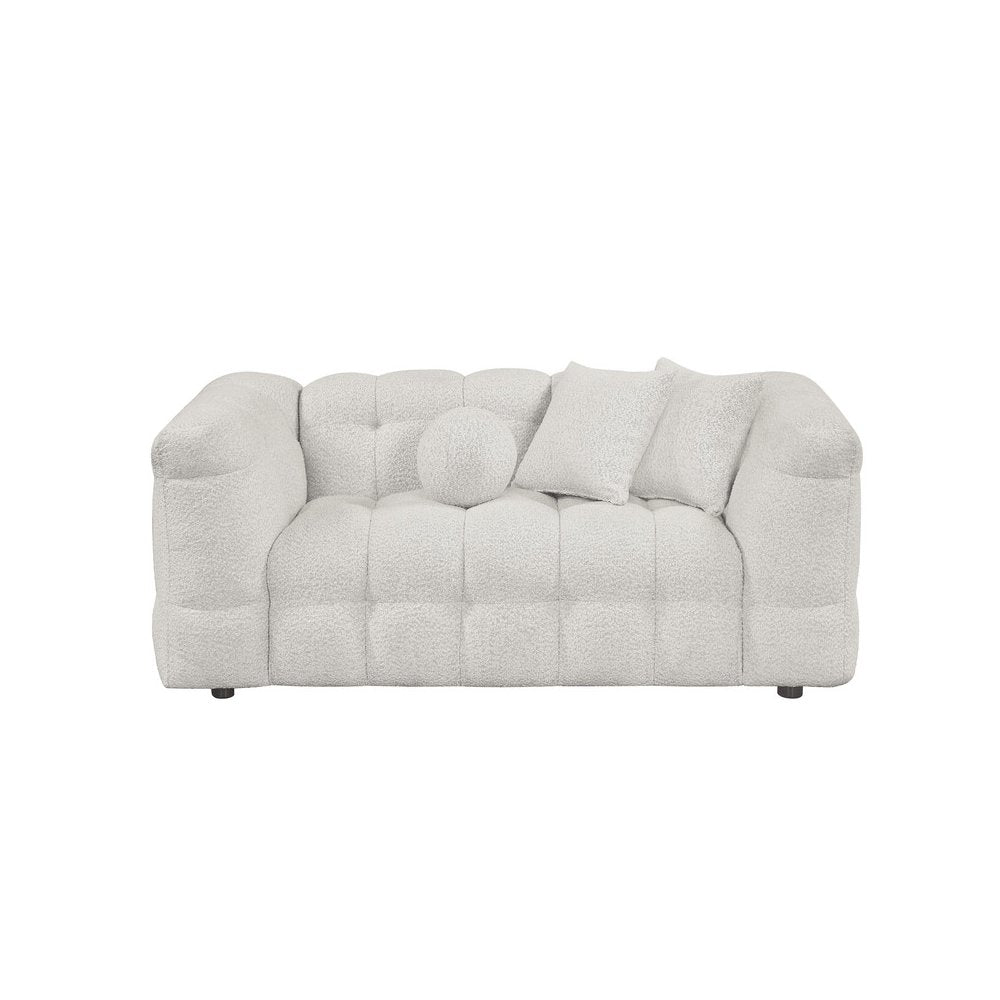 Boucle Fabric Cream 2pc Sofa and Loveseat Set