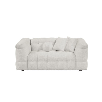 Boucle Fabric Cream 2pc Sofa and Loveseat Set