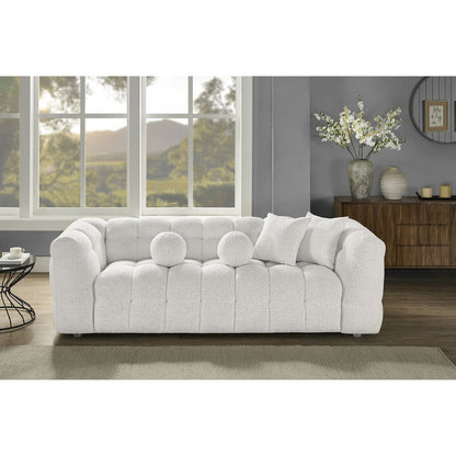 Boucle Fabric Cream Sofa
