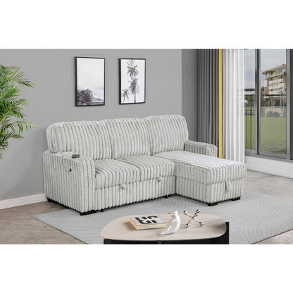 2-Piece Corduroy Sectional Light Gray