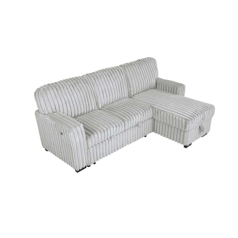 2-Piece Corduroy Sectional Light Gray