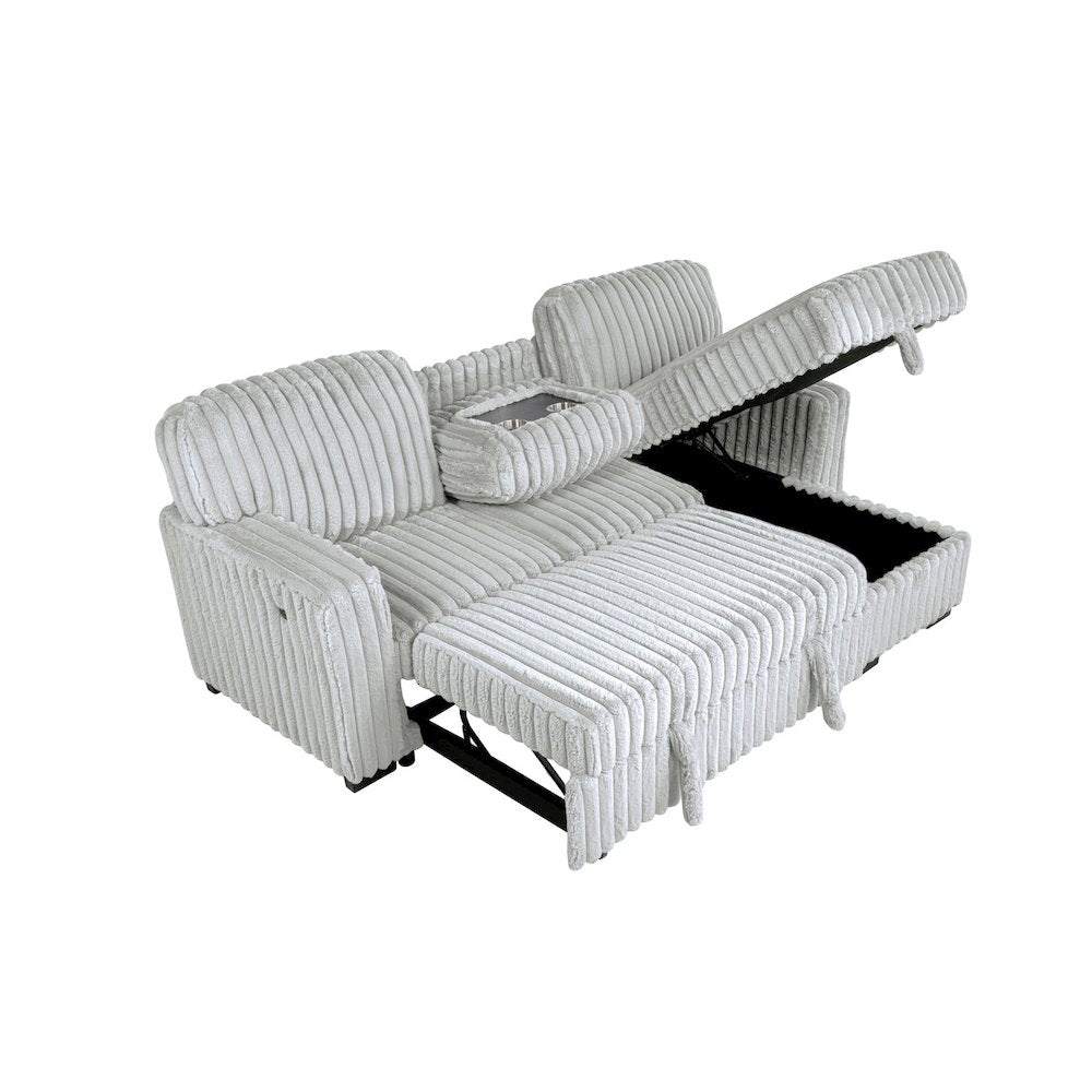 2-Piece Corduroy Sectional Light Gray