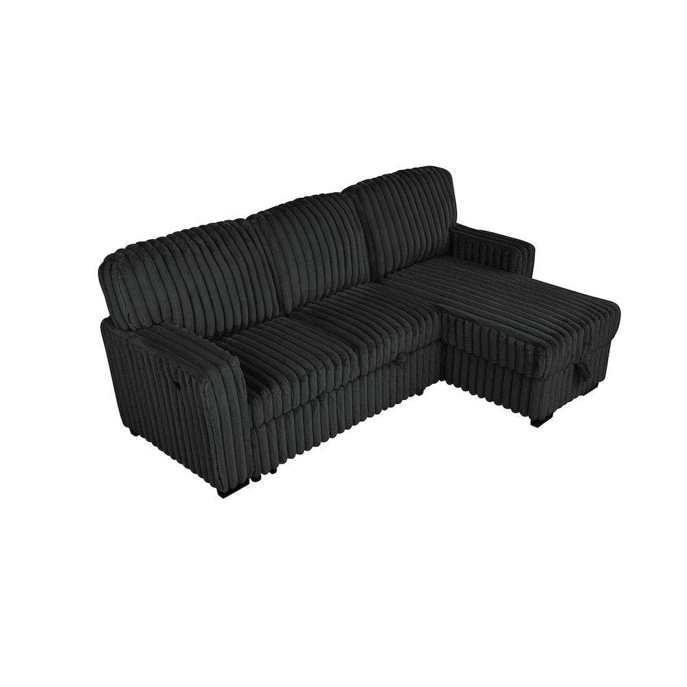 2-Piece Corduroy Sectional Black