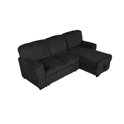2-Piece Corduroy Sectional Black