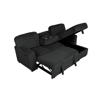 2-Piece Corduroy Sectional Black
