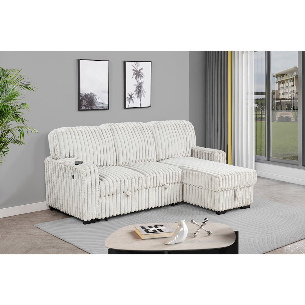 2-Piece Corduroy Sectional Beige