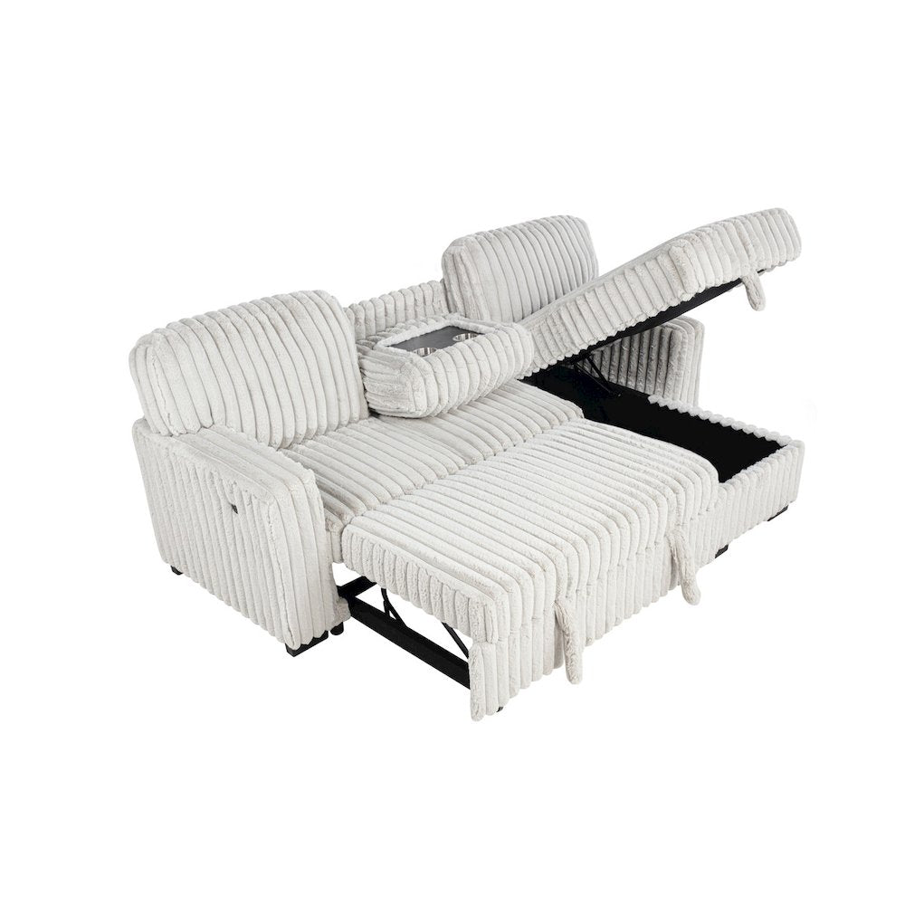 2-Piece Corduroy Sectional Beige