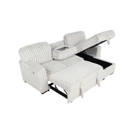 2-Piece Corduroy Sectional Beige