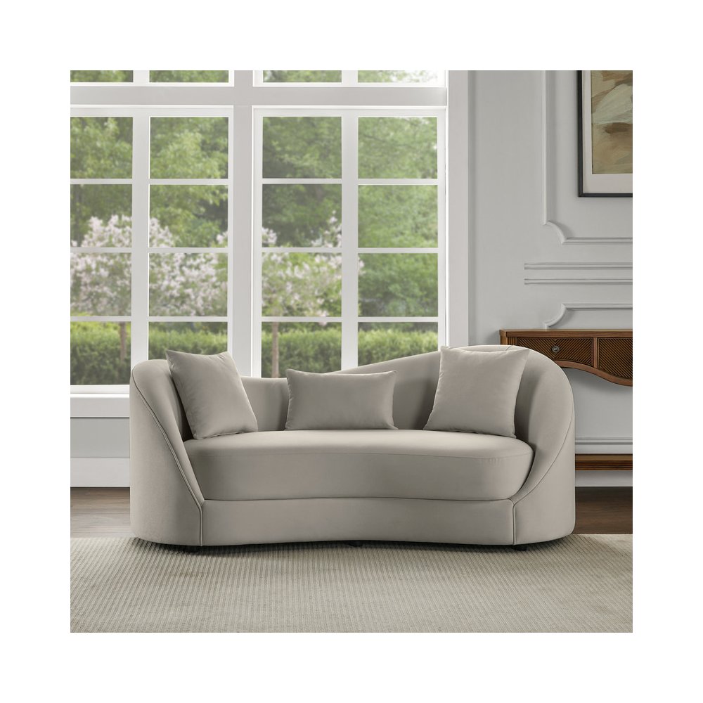Light Gray Loveseat Aymmetrial High-Low Backrest