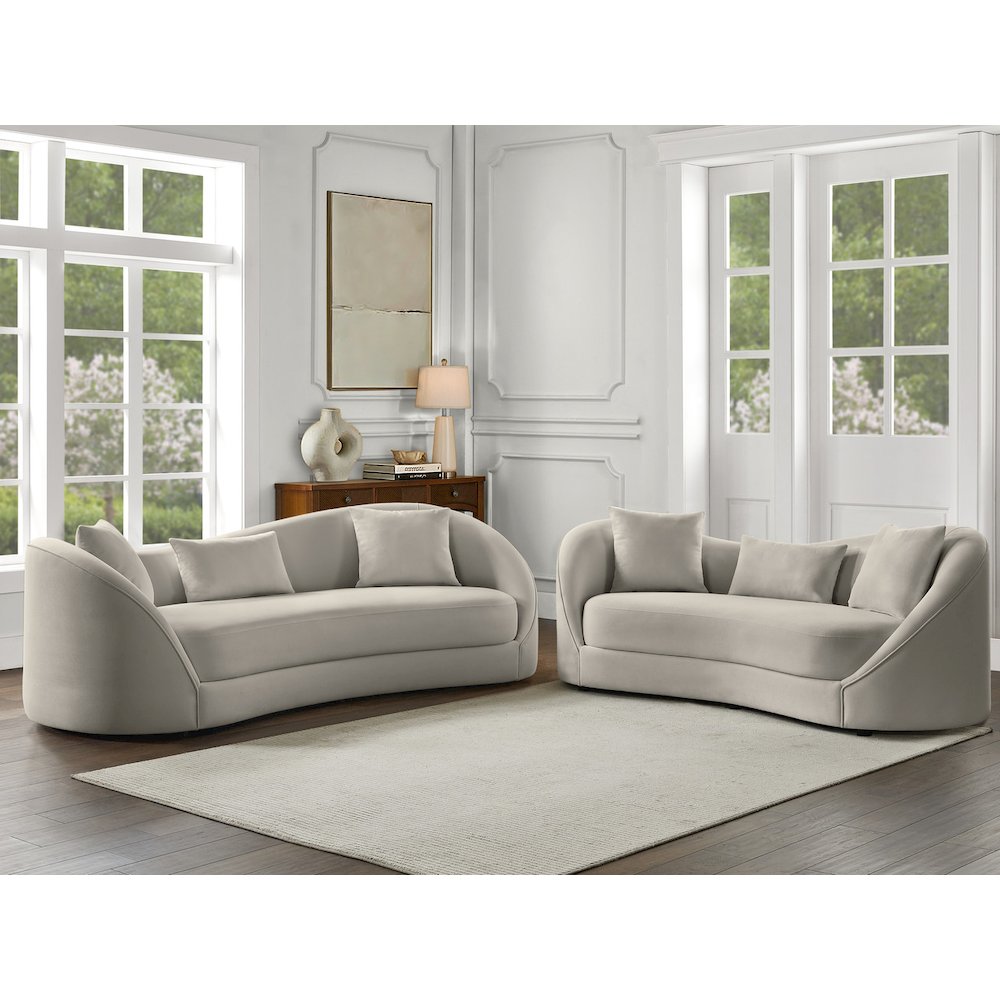 2pc Loveseat and Sofa Light Gray