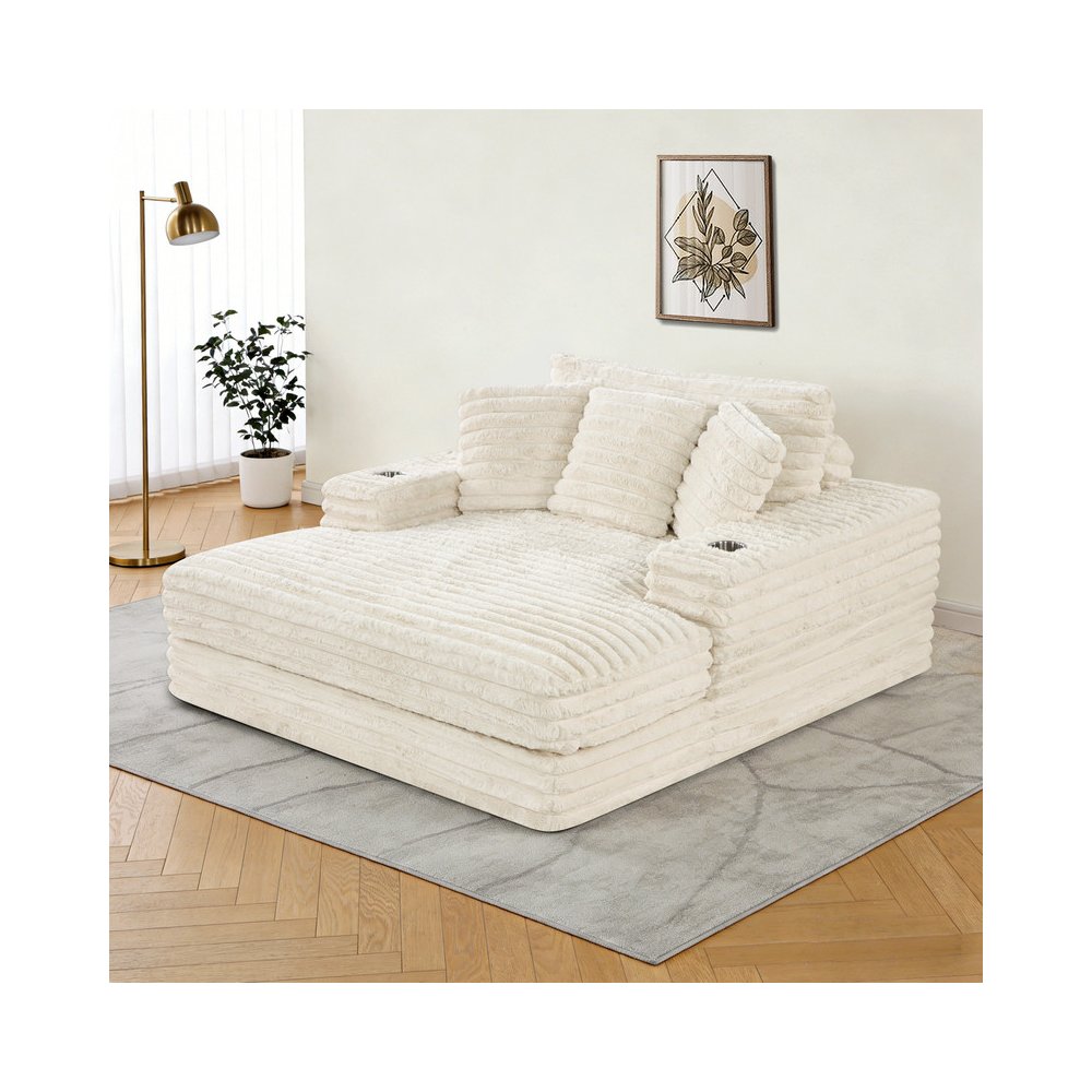 Best Quality New Big Chaise Beige with Pillows.
