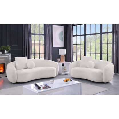 Teddy Fabric 2Pc Sofa + Loveseat Set In Beige