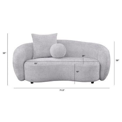 Teddy Fabric 2 Seater Loveseat In Light Gray