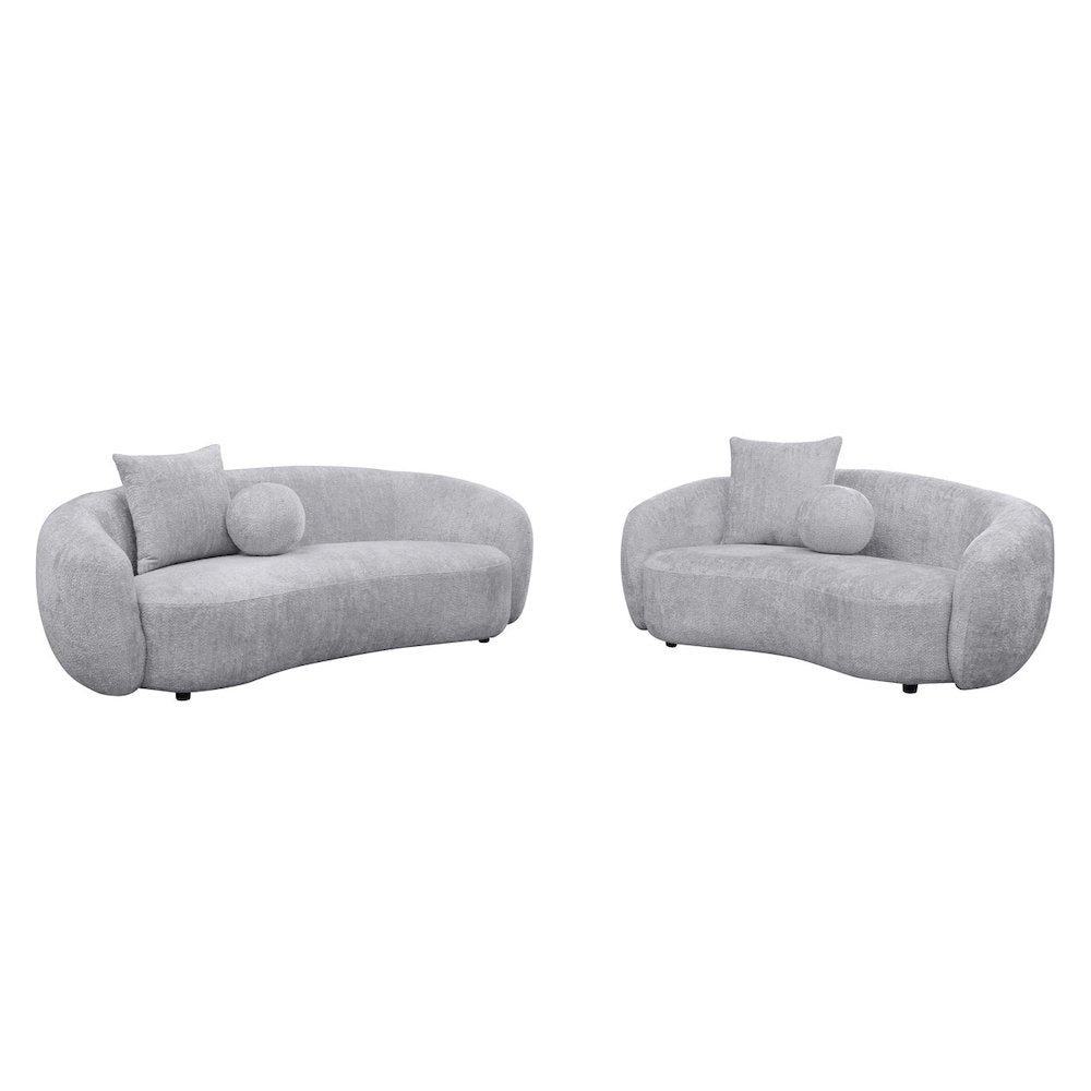 Teddy Fabric 2Pc Sofa + Loveseat Set In Light Grey