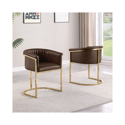 Leather-Aire Side Chairs with Gold Chrome Set of 2