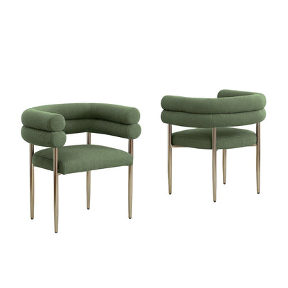 Honey comb- barrel side chair in Green with silver, Set of 2