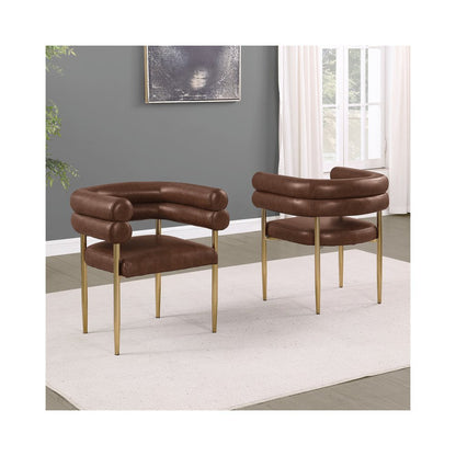 2pc Leather Air Mocha with Gold Chrome Base