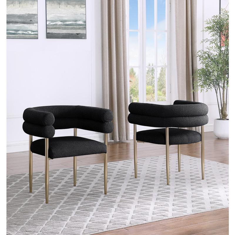 Black with gold teddy fur upholstered side chairs, SET OF 2