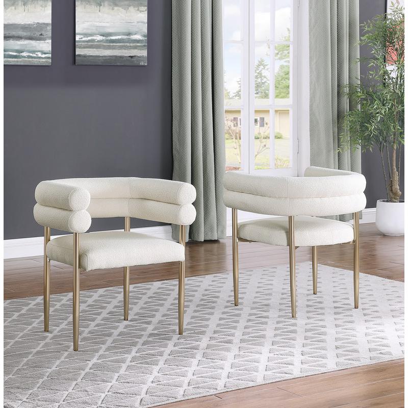 Beige with gold teddy fur upholstered side chairs, SET OF 2
