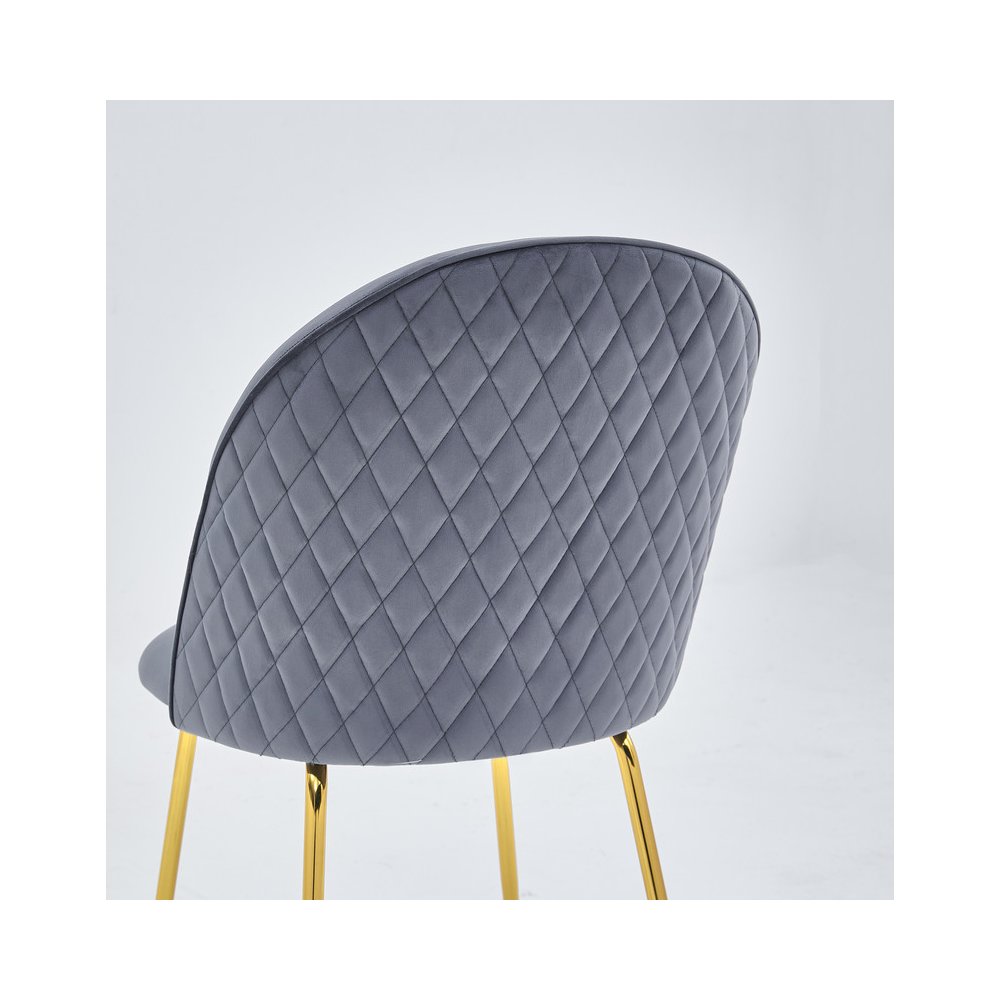Dark gray velvet fabric side chairs, Set of 2