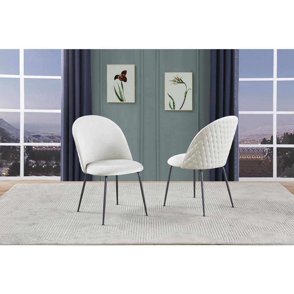 Beige Velvet upholstered side chairs (SET OF 2)