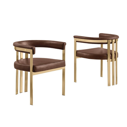 Leather-Aire Side Chairs with Gold Chrome Set of 2