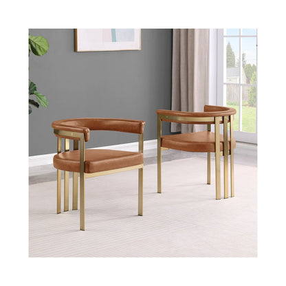 Leather-Aire Side Chairs with Gold Chrome Set of 2