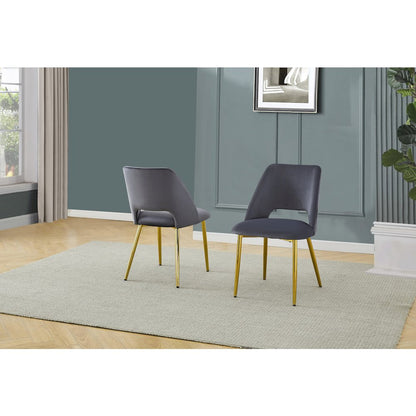7Pc Modern Dining Set- Rectangle Table With Dark Grey Velvet Chairs