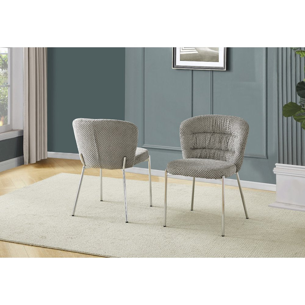 Gray Fluffy Fabric With Silver Base, Set Of 2