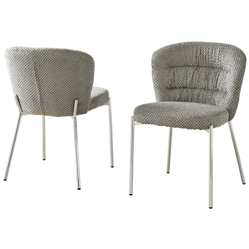 Gray Fluffy Fabric With Silver Base, Set Of 2