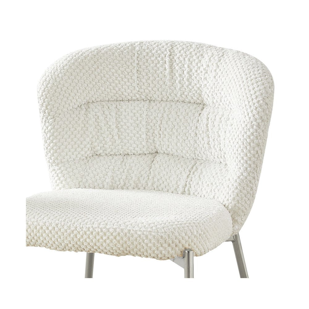 Cream Fluffy Fabric With Silver Base, Set Of 2