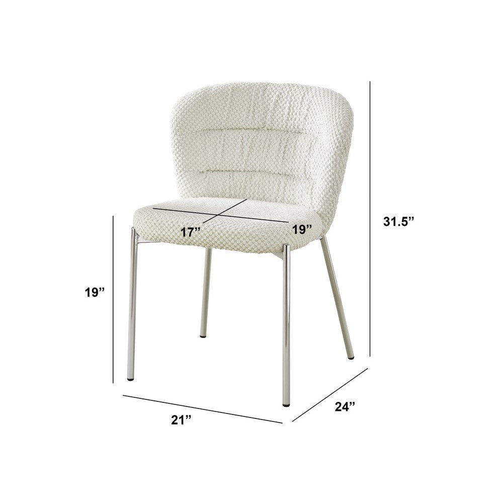 Cream Fluffy Fabric With Silver Base, Set Of 2