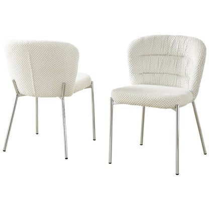 Cream Fluffy Fabric With Silver Base, Set Of 2