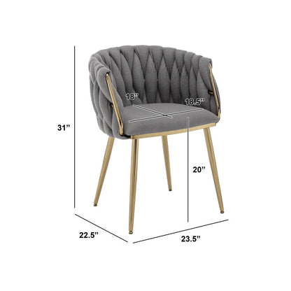 Dark Grey Boucle Fabric With Gold Base Side Chairs, Set Of 2