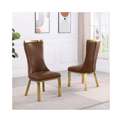 2pc Mocha Leathaire Gold Stainless Steel Base