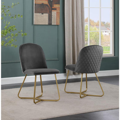 Dark Grey velvet side chairs (SET OF 2)