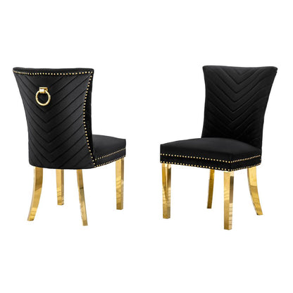 Black velvet side chairs with gold base (SET OF 2)