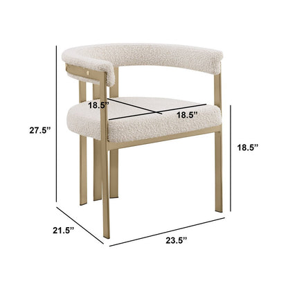 9Pc Tempered Glass Dining Table Set With 8 Cream With Matte Gold Side Chairs