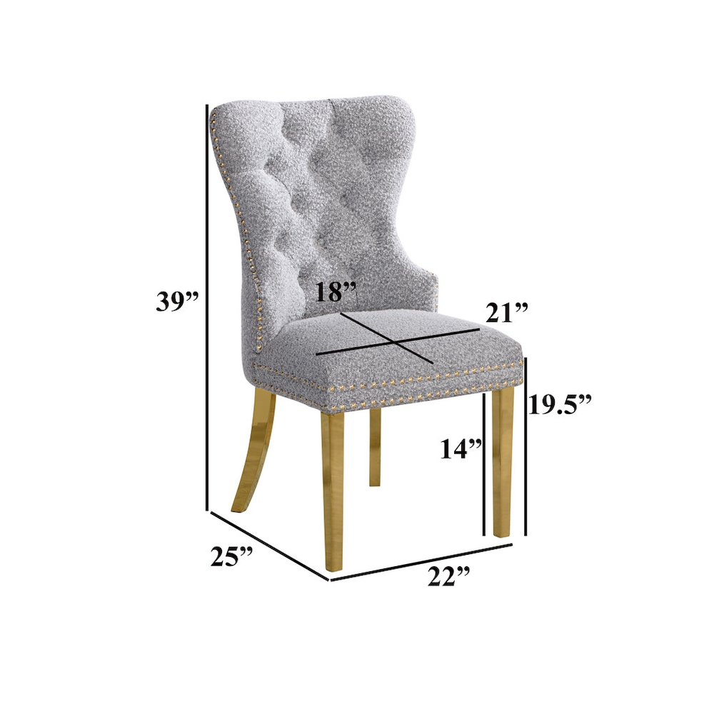Rich Gray Boucle Fabric And Silver Base Side Chairs (Set Of 2)