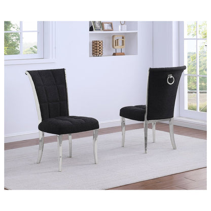 Black Boucle Side Chairs With Silver Base (Set Of 2)