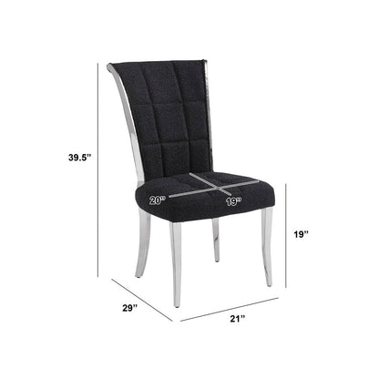 Black Boucle Side Chairs With Silver Base (Set Of 2)