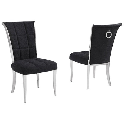 Black Boucle Side Chairs With Silver Base (Set Of 2)
