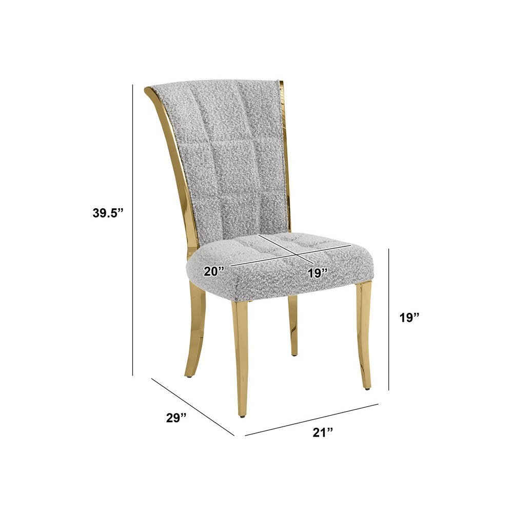 Rich Gray Boucle Side Chairs With Gold Base (Set Of 2)