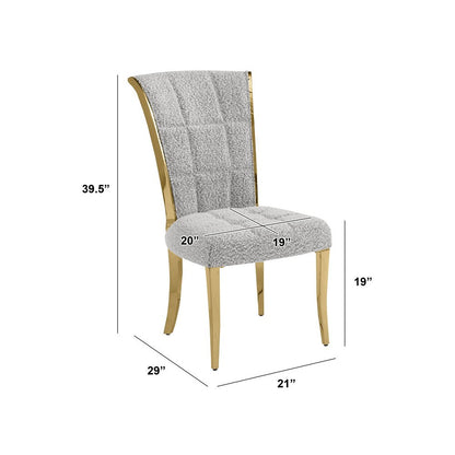 Rich Gray Boucle Side Chairs With Gold Base (Set Of 2)